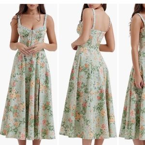 House of CB Sabrina Light Jade Print Bustier Sundress - Size Small